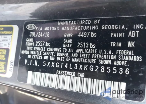 2019 Kia Optima Lx from USA, damaged, VIN 5XXGT4L3XKG285536